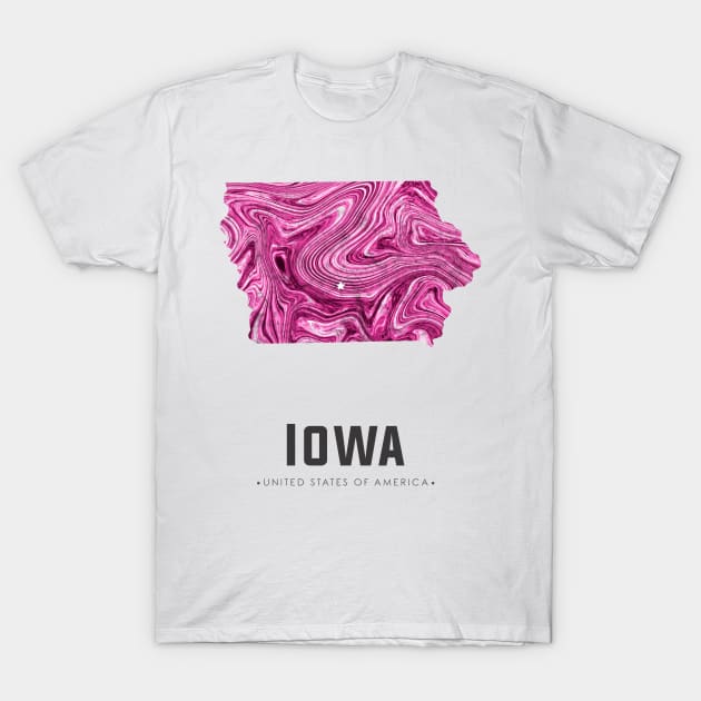 Iowa state map abstract pink T-Shirt by StudioGrafiikka